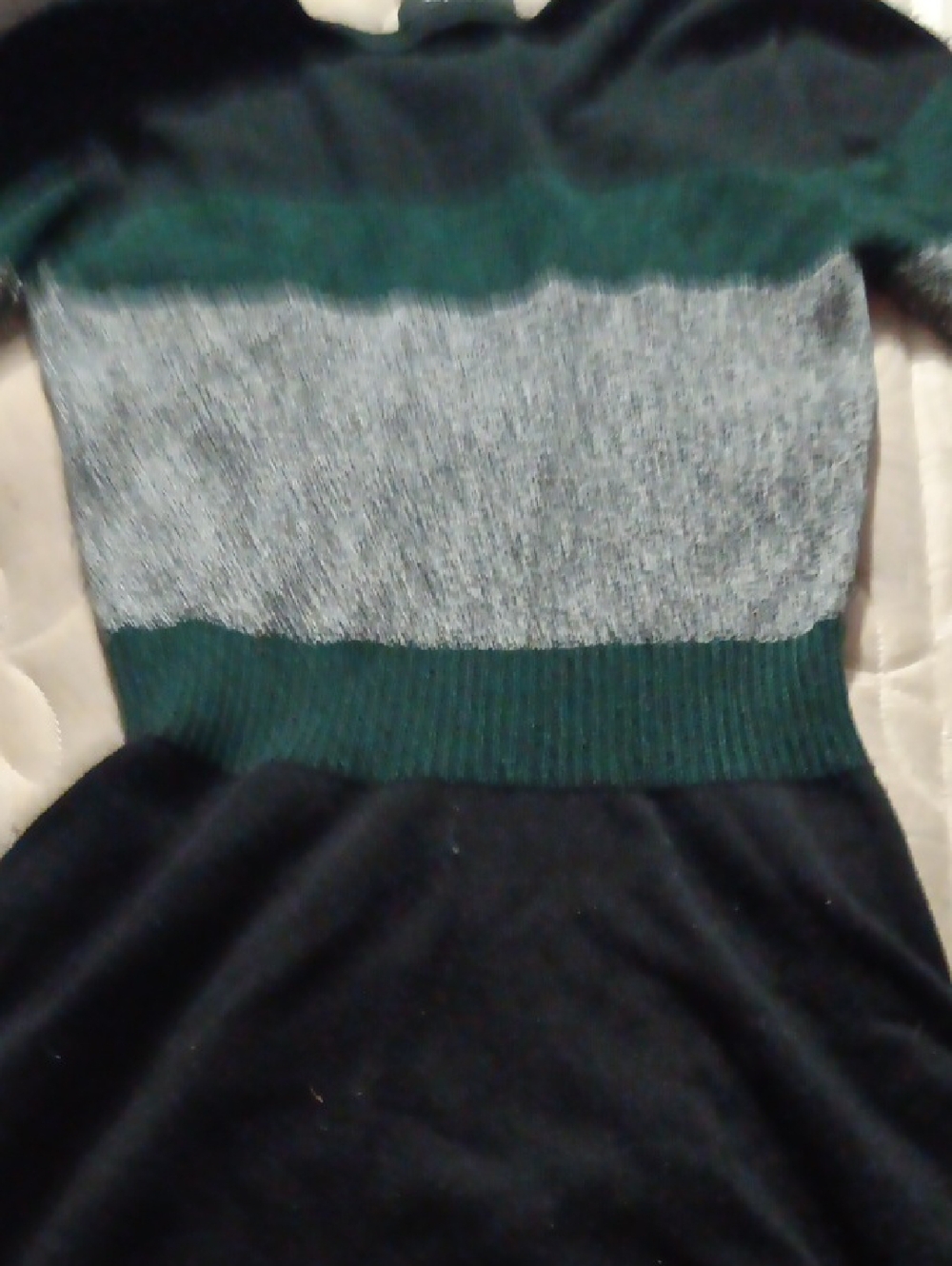 by & by Black, Gray, and Dark Green Colorblock Knit Dress